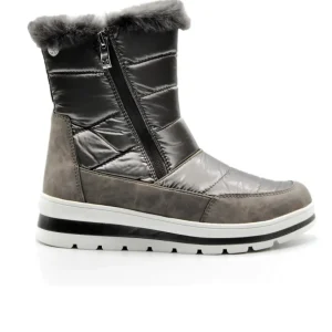 CAPRICE 26425-27 Negro y Plata Bota cremallera plana mujer