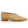 DUIT 5306 azul, Beige y cuero Rafia calado manoletina mujer