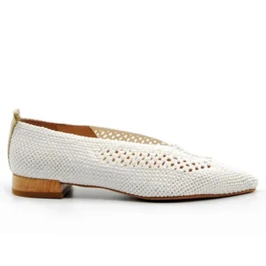 DUIT 5306 azul, Beige y cuero Rafia calado manoletina mujer