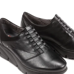 FLUCHOS Bona F1357 Negro y marrón Zapato elásticos plataforma mujer