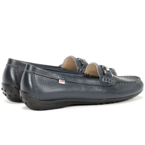 FLUCHOS Bruni F0804 Taupe y azul Mocasín adorno metal mujer