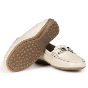 FLUCHOS Bruni F0804 Taupe y azul Mocasín adorno metal mujer