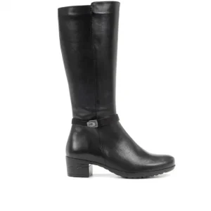FLUCHOS Charis F0938 Negro. Bota lisa medio tacón mujer Hombre