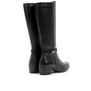 FLUCHOS Charis F0938 Negro. Bota lisa medio tacón mujer Hombre