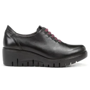 FLUCHOS Manny F0698 Negro y Burdeos. Zapato elásticos mujer