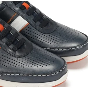 FLUCHOS Yannic F1443 Azul y cuero Deportico casual elásticos Hombre