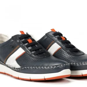 FLUCHOS Yannic F1443 Azul y cuero Deportico casual elásticos Hombre