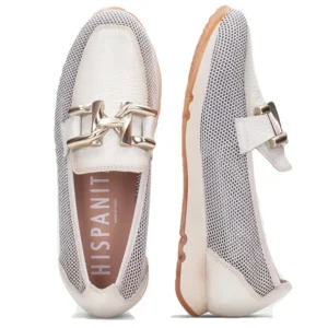 HISPANITAS Kaira Blanco y Camel HV232809 Mocasín adorno mujer