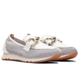 HISPANITAS Kaira Blanco y Camel HV232809 Mocasín adorno mujer