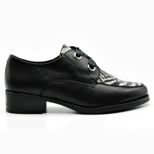 NATURE 4348 Negro con cebra. Zapatos cordones mujer - Tienda Online -