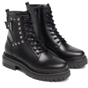 NEROGIARDINI 205895D Negro Bota tipo militar tachas cordones mujer