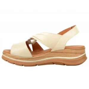 PAULA URBAN 24-571 Blanco y Piedra Sandalia media cuña mujer