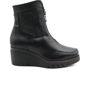 PAULA URBAN 10-1303 Negro y Crema Botín cremallera empeine cuña mujer