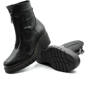 PAULA URBAN 10-1303 Negro y Crema Botín cremallera empeine cuña mujer