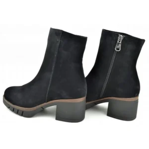 PAULA URBAN 11-1143 Negro y Granate Botín liso medio tacón mujer