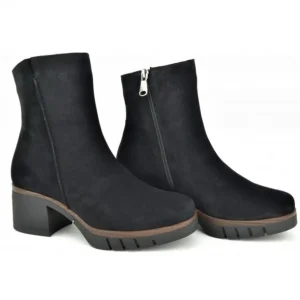 PAULA URBAN 11-1143 Negro y Granate Botín liso medio tacón mujer