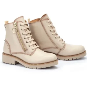 PIKOLINOS Vicar W0V-8610 Negro, granate y hielo. Bota plana cordones mujer