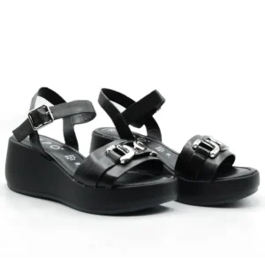 REPO 13229 Negro y blanco Sandalia casual cuña alta mujer