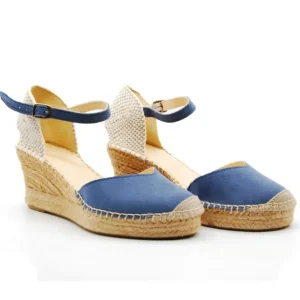 SALVI 219-014 Azul, beige, verde y taupe Zapatilla yute cuña mujer
