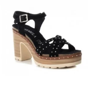SANDALIA SPORT DE DOS COLORES CON TACON ANCHO 66686