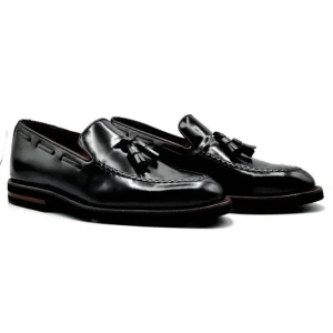 SERGIO SERRANO 3101 Negro y granate. Mocasin borlas hombre