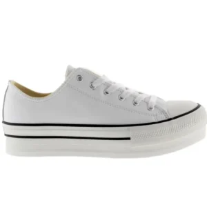 VICTORIA 061106 Blanco y negro. Deportiva plataforma piel mujer