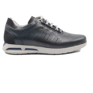 zapato deportivos de fluchos con cordones en piel azul F0555