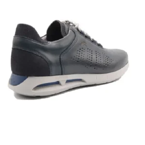 zapato deportivos de fluchos con cordones en piel azul F0555