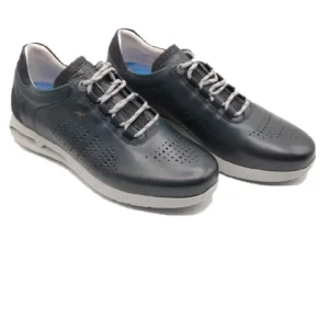zapato deportivos de fluchos con cordones en piel azul F0555